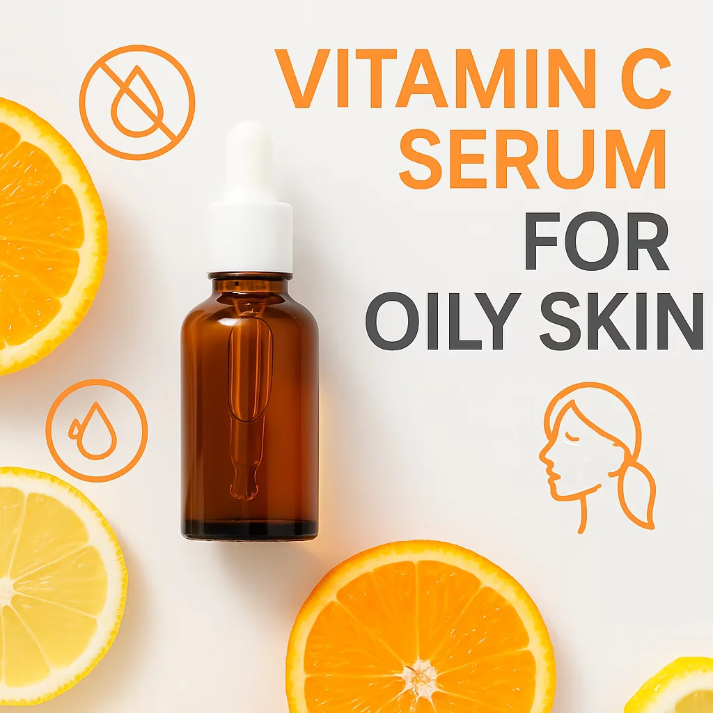 Vitamin C serum for oily skin morning routine India — lightweight gel serum with sunscreen